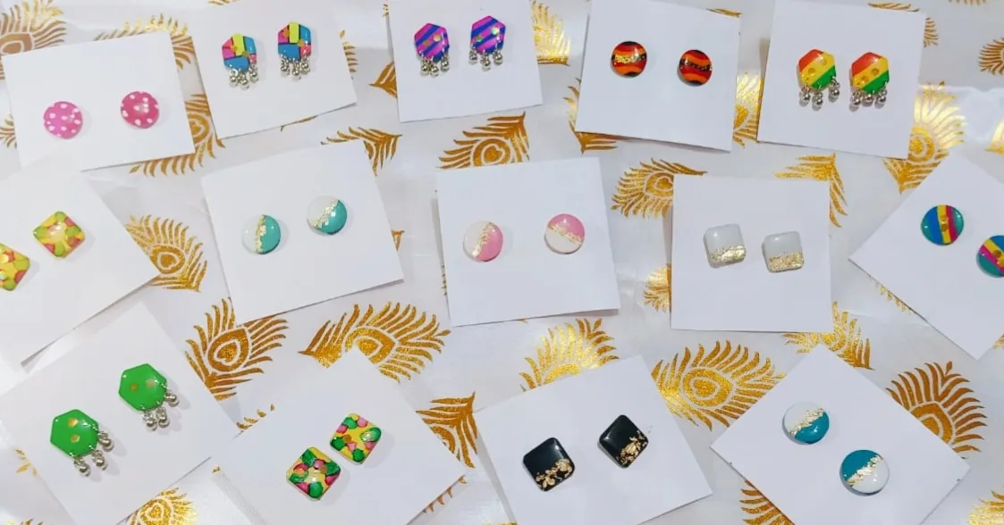 Buy Handmade Resin Stud Earrings from Rimberio Fashions - Reseller Bazzar